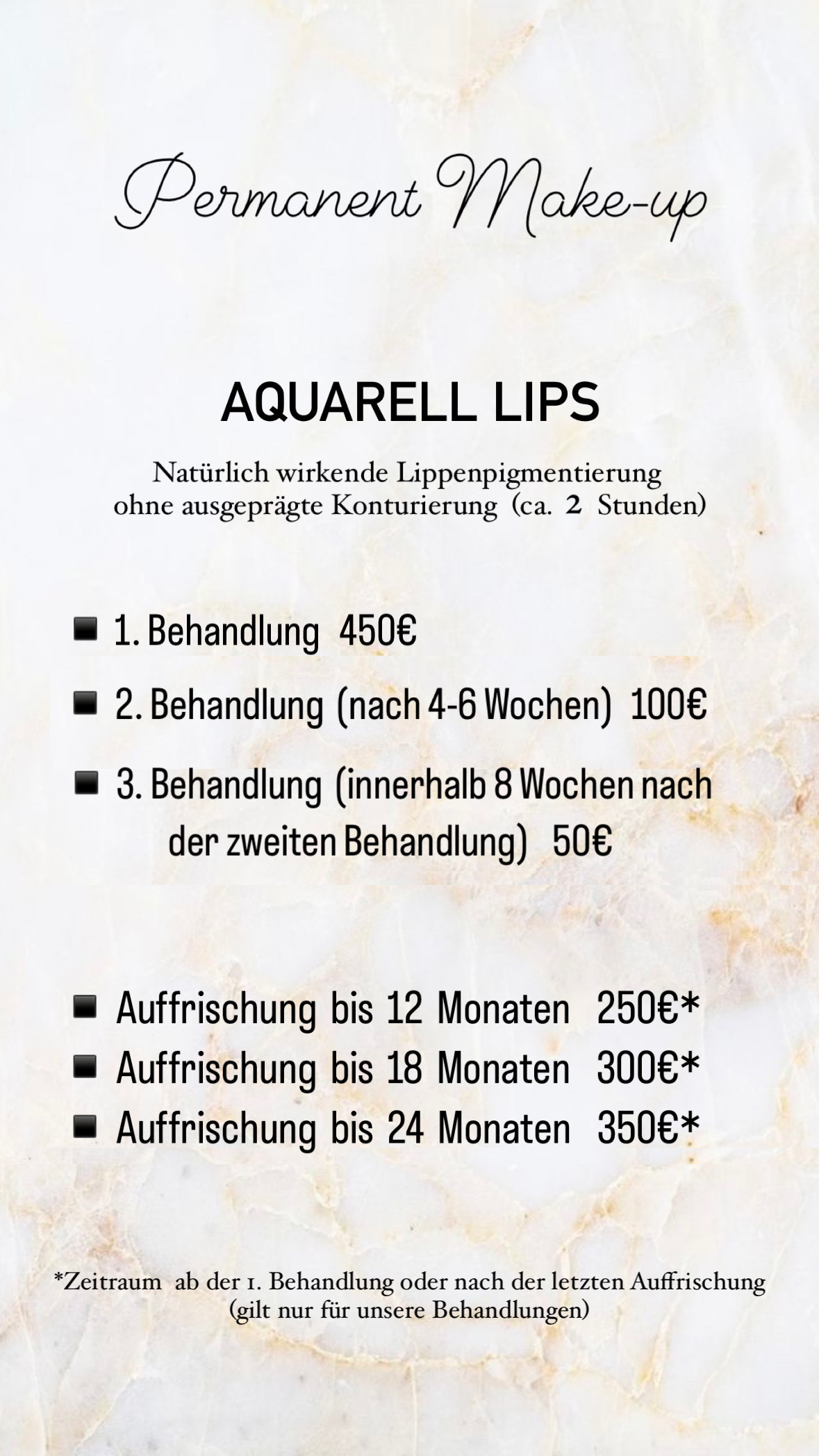 Lashes & Lips Preisliste